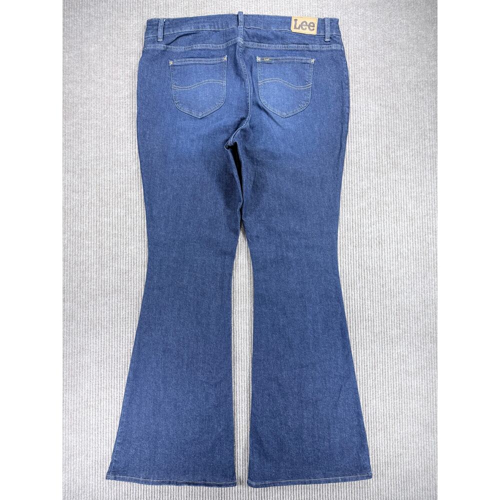 Lee Legendary Mid Rise Flare Jeans Plus Size 20WL Dark Blue Stretch Denim - Picture 5 of 8